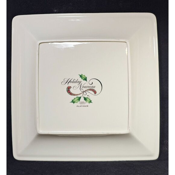Lenox 12" Holiday Nouveau Platinum Holly Square Serving Platter Dish , Vintage - Picture 4 of 8